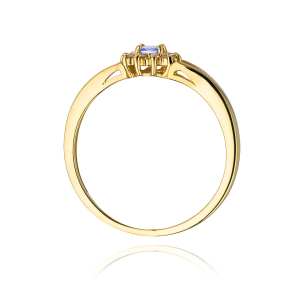 Pierścionek z Tanzanitem 0,15ct i Diamentami ze złota próby 585. W-0185TAN